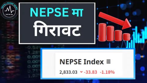 सुस्त बन्यो बिहीबारको बजार: नाफा सुरक्षित गर्ने होडमा नेप्से २,८३३ बिन्दुमा झर्यो