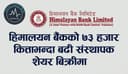 हिमालयन बैंकको ७३ हजार कित्ताभन्दा बढी संस्थापक शेयर बिक्रीमा