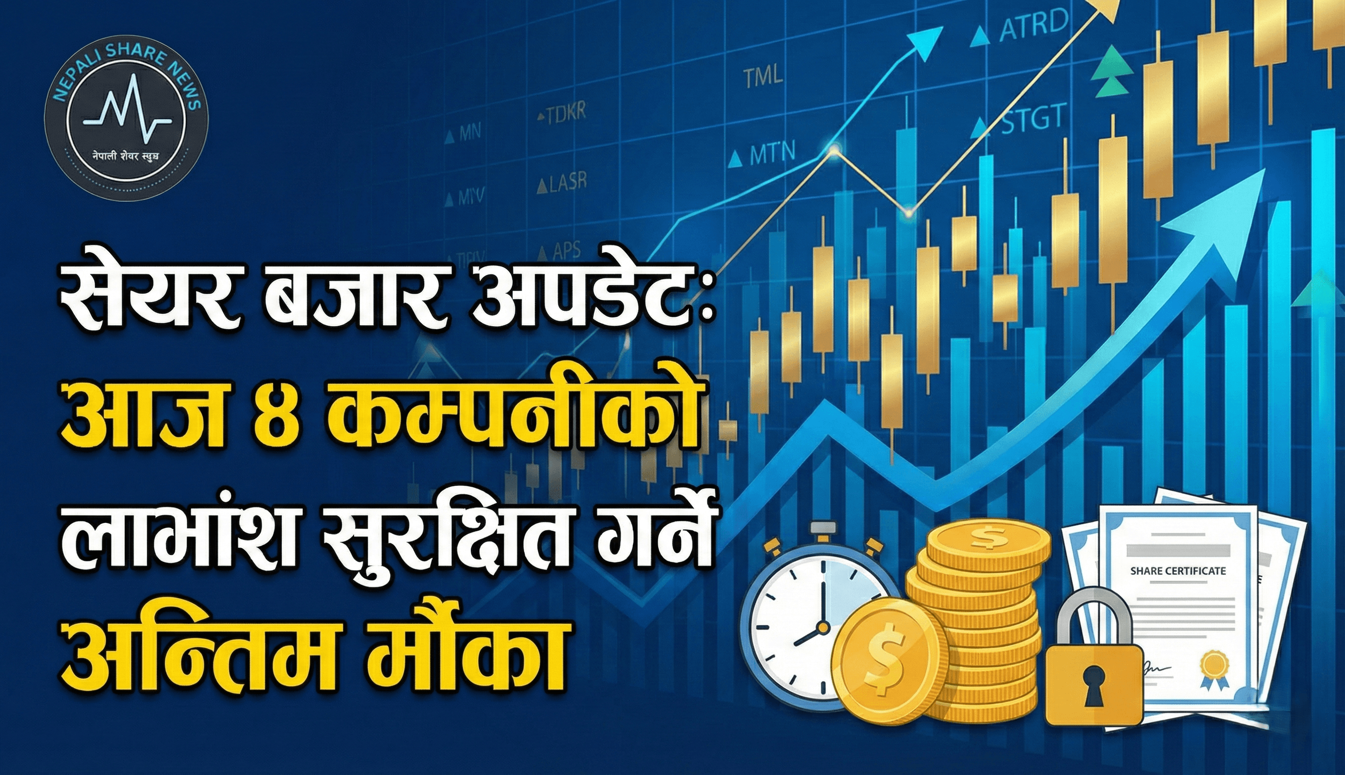 सेयर बजार अपडेट: आज 4 कम्पनीको लाभांश सुरक्षित गर्ने अन्तिम मौका